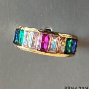 NORDSTROM Emerald Cut BAGUETTE Cubic Zirconia Stackable ETERNITY RING::NWT::SZ 7